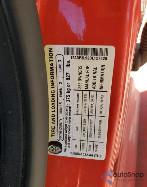 2013 Ford Focus St z USA, uszkodzony, nr VIN 1FADP3L92DL127528